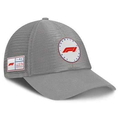 Men's Formula 1  Gray 2024 United States Grand Prix Structured Trucker Snapback Hat