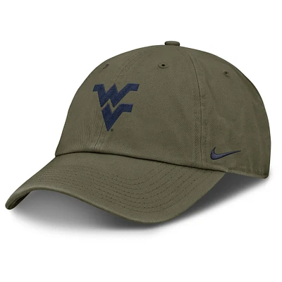 Men's Nike Olive West Virginia Mountaineers 2024 Military Appreciation Club Adjustable Hat