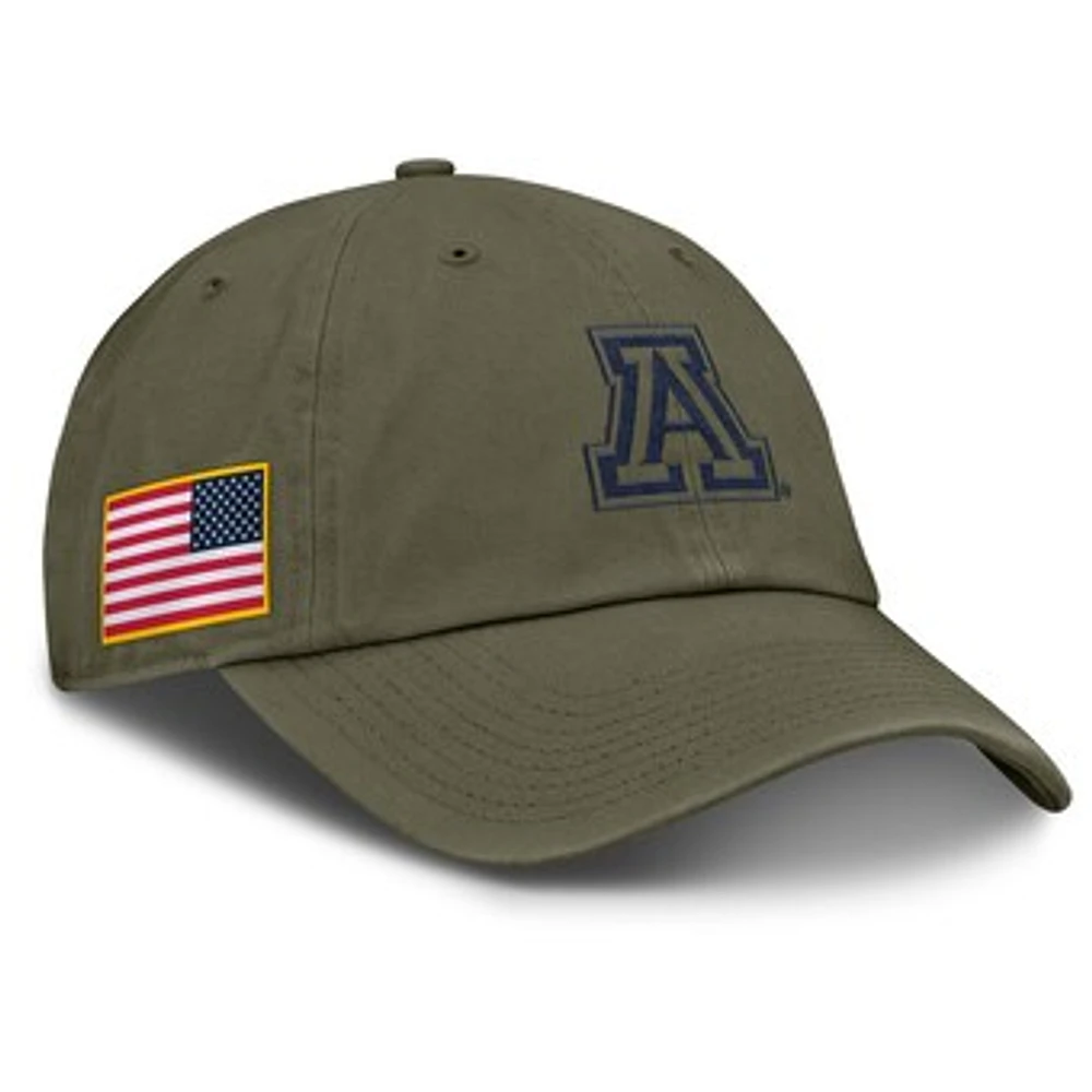 Men's Nike Olive Arizona Wildcats 2024 Military Appreciation Club Adjustable Hat