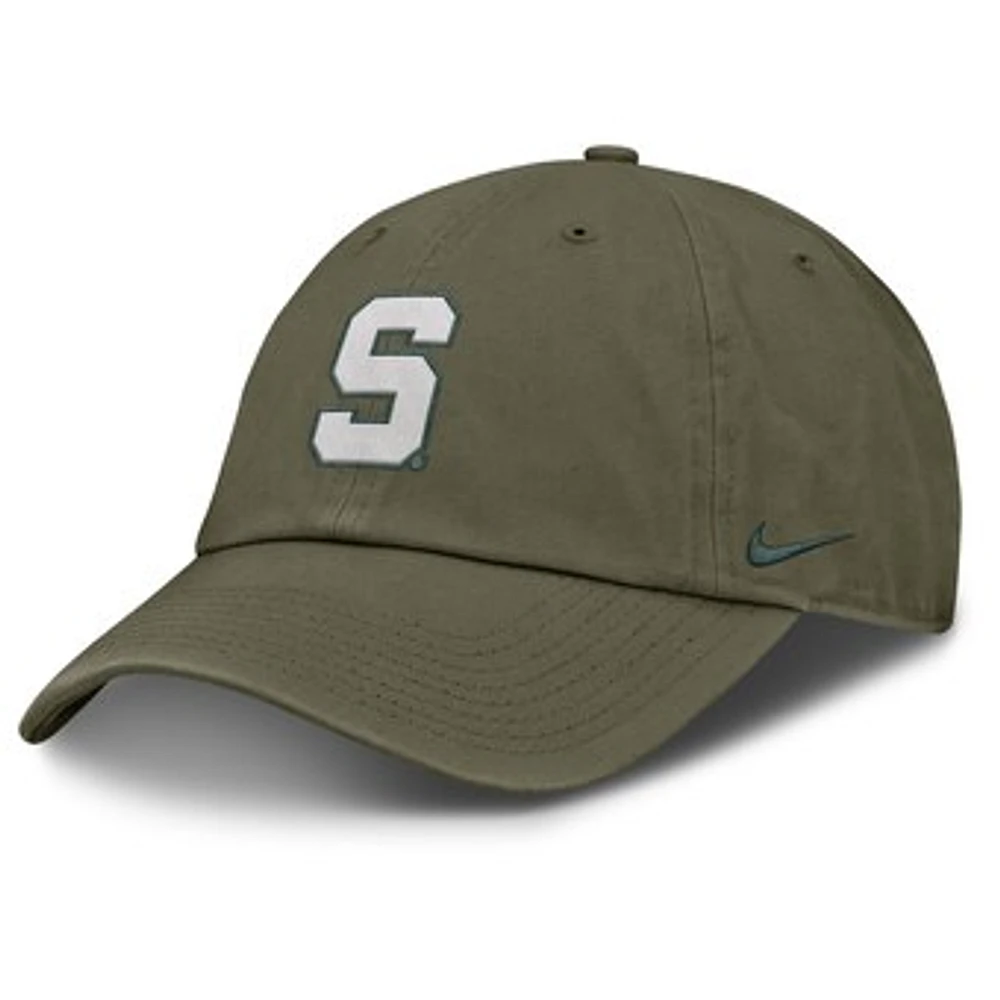 Men's Nike Olive Michigan State Spartans 2024 Military Appreciation Club Adjustable Hat