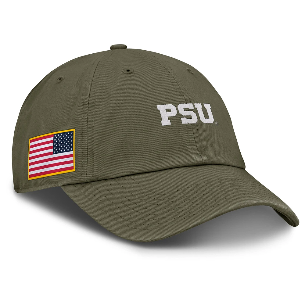 Men's Nike Olive Penn State Nittany Lions 2024 Military Appreciation Club Adjustable Hat