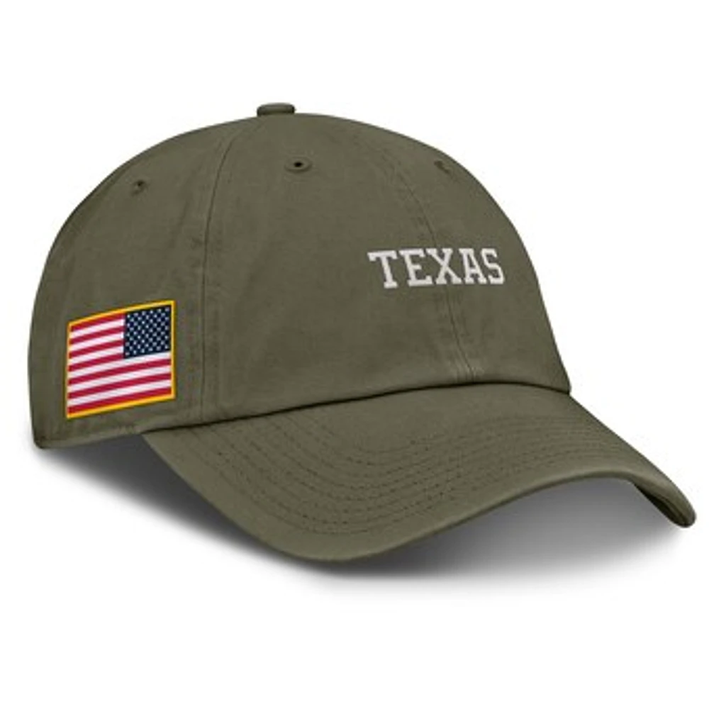 Men's Nike Olive Texas Longhorns 2024 Military Appreciation Club Adjustable Hat