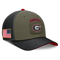 Men's Nike Olive/Black Georgia Bulldogs 2024 Military Appreciation Rise Trucker Adjustable Hat