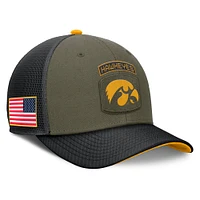 Men's Nike Olive/Black Iowa Hawkeyes 2024 Military Appreciation Rise Trucker Adjustable Hat