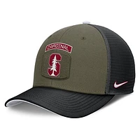 Men's Nike Olive/Black Stanford Cardinal 2024 Military Appreciation Rise Trucker Adjustable Hat