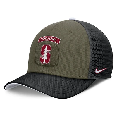 Men's Nike Olive/Black Stanford Cardinal 2024 Military Appreciation Rise Trucker Adjustable Hat