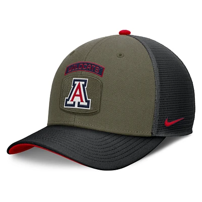 Men's Nike Olive/Black Arizona Wildcats 2024 Military Appreciation Rise Trucker Adjustable Hat