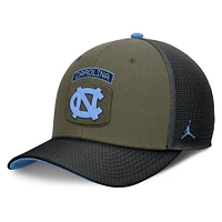 Men's Jordan Brand Olive/Black North Carolina Tar Heels 2024 Military Appreciation Rise Trucker Adjustable Hat