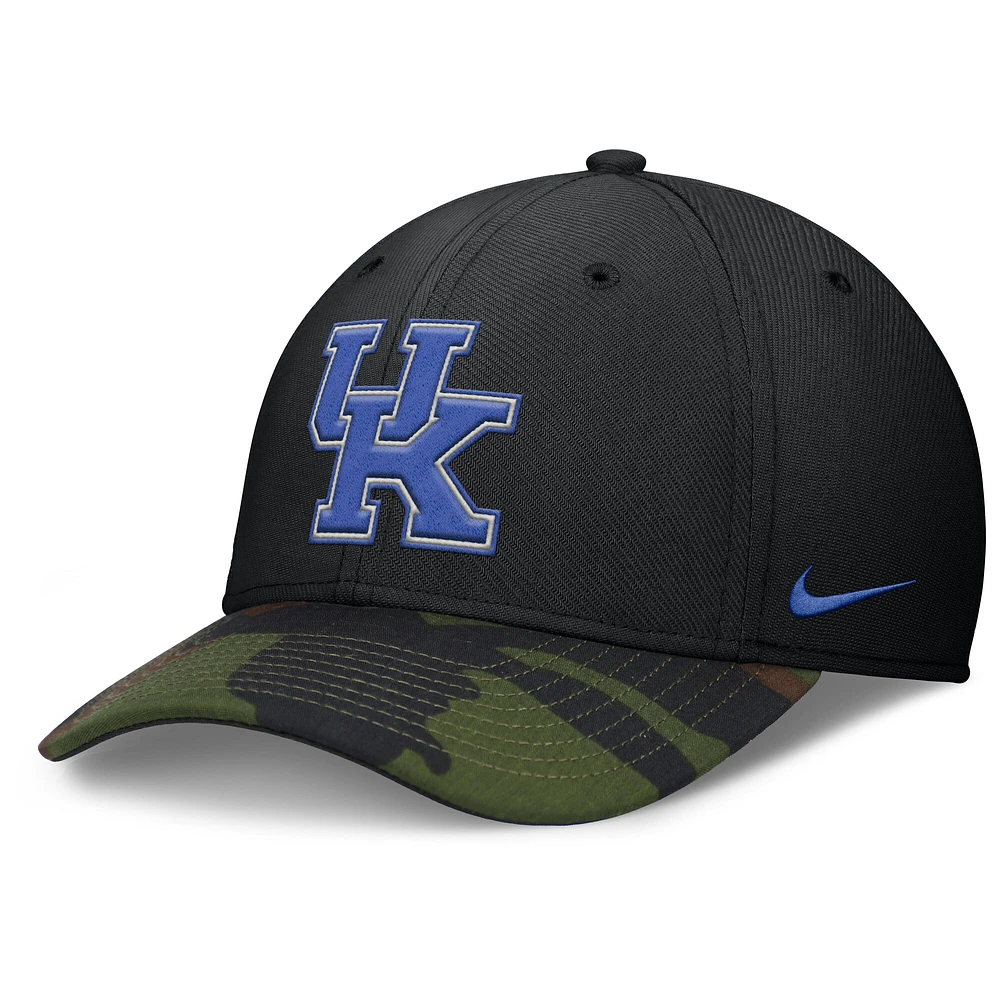 Men's Nike Black/Camo Kentucky Wildcats 2024 Military Appreciation Rise Swoosh Performance Flex Hat