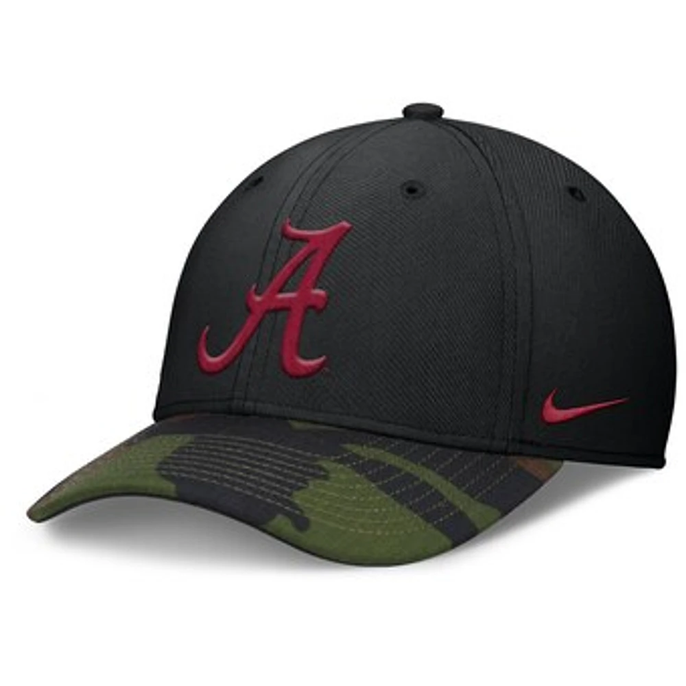 Men's Nike Black/Camo Alabama Crimson Tide 2024 Military Appreciation Rise Swoosh Performance Flex Hat