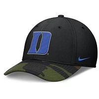 Men's Nike Black/Camo Duke Blue Devils 2024 Military Appreciation Rise Swoosh Performance Flex Hat