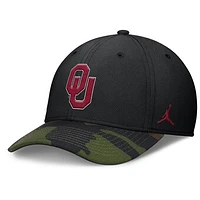 Men's Jordan Brand Black/Camo Oklahoma Sooners 2024 Military Appreciation Rise Swoosh Performance Flex Hat