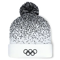 Men's Fanatics White/Black Olympic Games Snowfall Cuffed Knit Hat with Pom