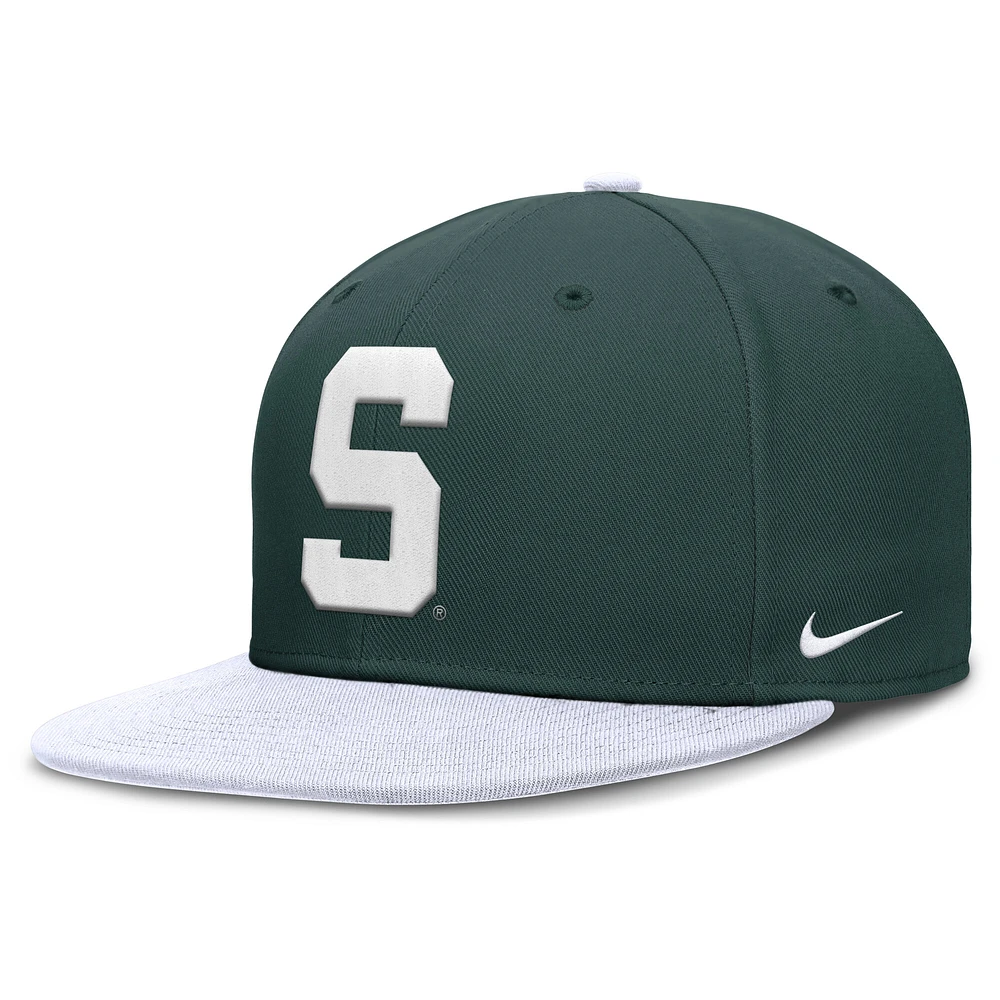 Men's Nike Green/White Michigan State Spartans Two-Tone Primetime Performance Fitted Hat