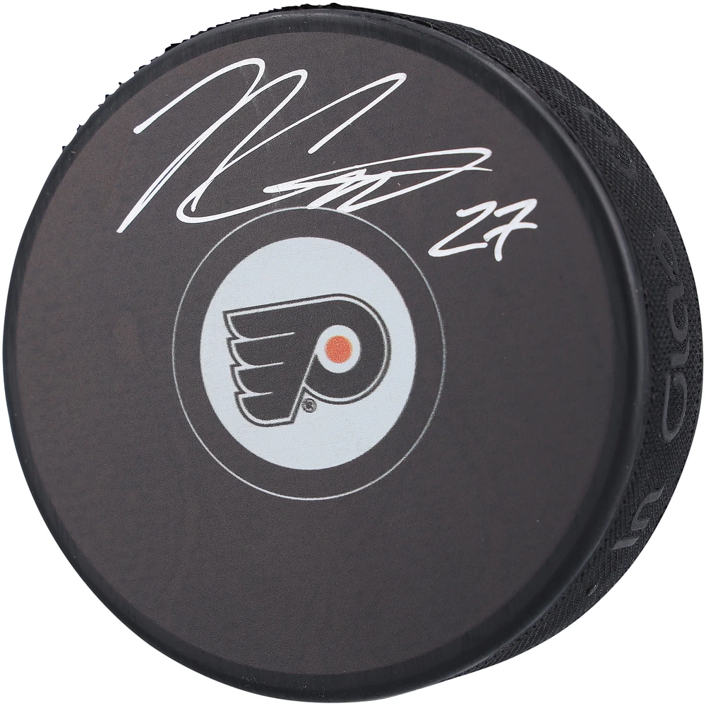 Noah Cates Philadelphia Flyers Autographed Hockey Puck