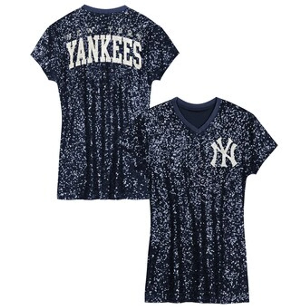 Girls Preschool  Navy New York Yankees Sequin V-Neck Dress