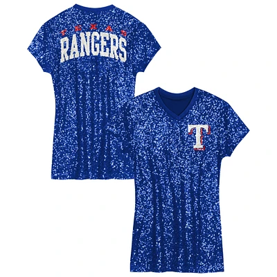 Girls Preschool  Royal Texas Rangers Sequin V-Neck Dress