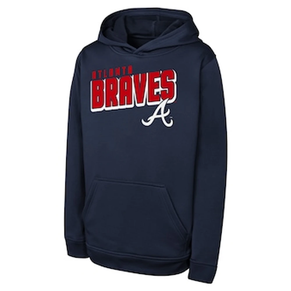 Youth Navy Atlanta Braves Cyber Punk Pullover Hoodie