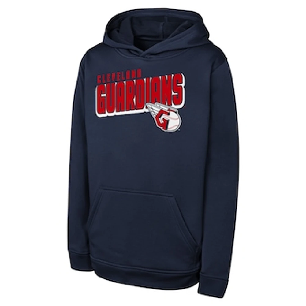 Youth Navy Cleveland Guardians Cyber Punk Pullover Hoodie