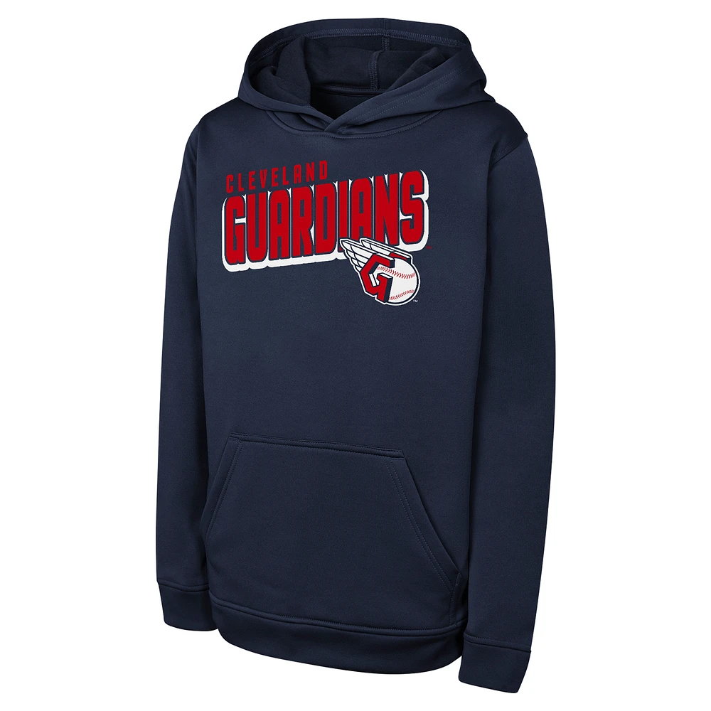 Youth Navy Cleveland Guardians Cyber Punk Pullover Hoodie