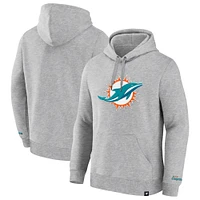 Men's Fanatics  Heather Gray Miami Dolphins Legacy Fleece Pullover Hoodie