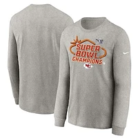 Youth Nike  Gray Kansas City Chiefs Super Bowl LVIII Champions Locker Room Trophy Collection Long Sleeve T-Shirt