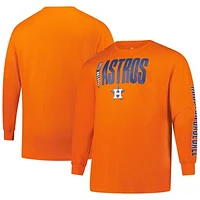 Men's Profile Orange Houston Astros Big & Tall Two-Hit Long Sleeve T-Shirt