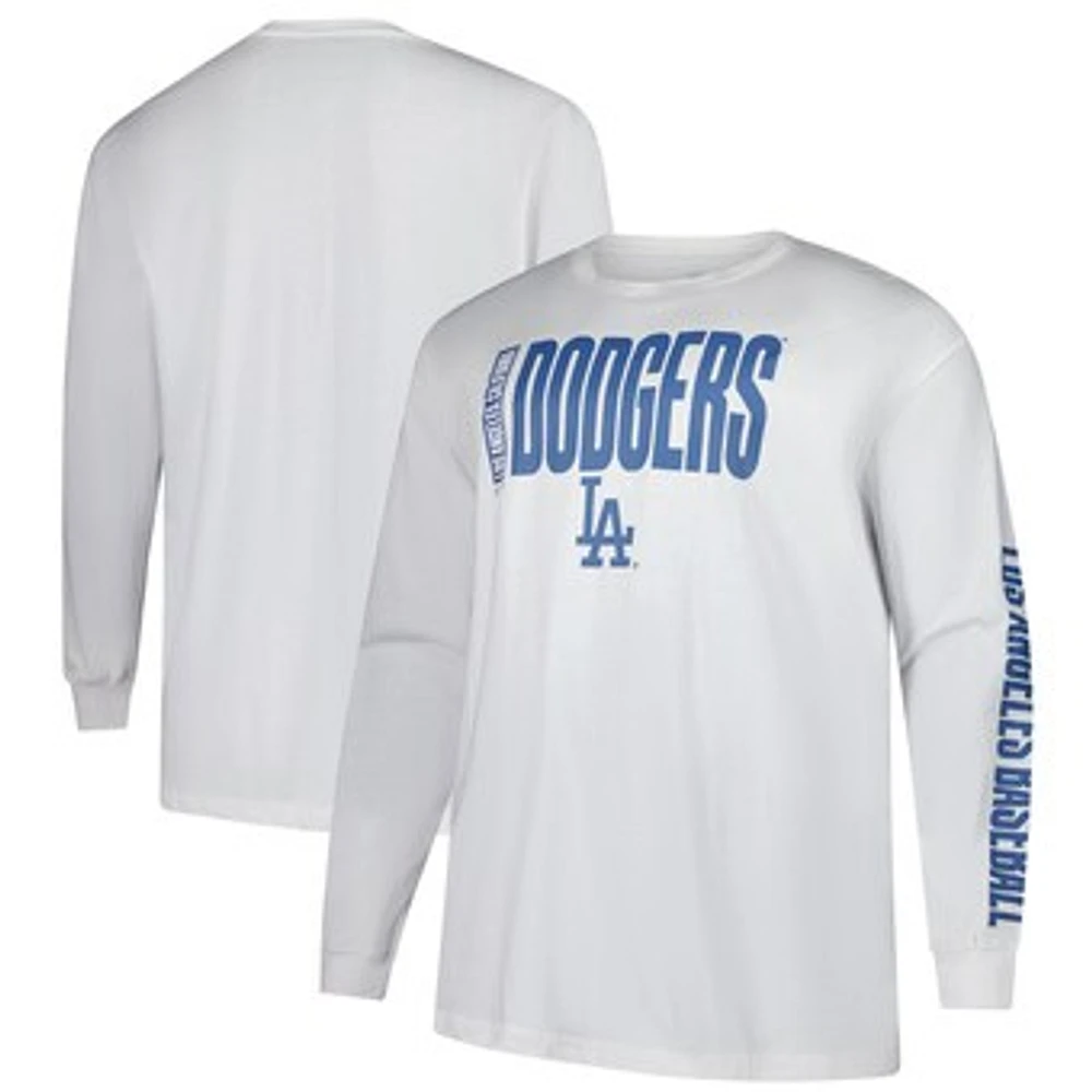 Men's Profile White Los Angeles Dodgers Big & Tall Two-Hit Long Sleeve T-Shirt