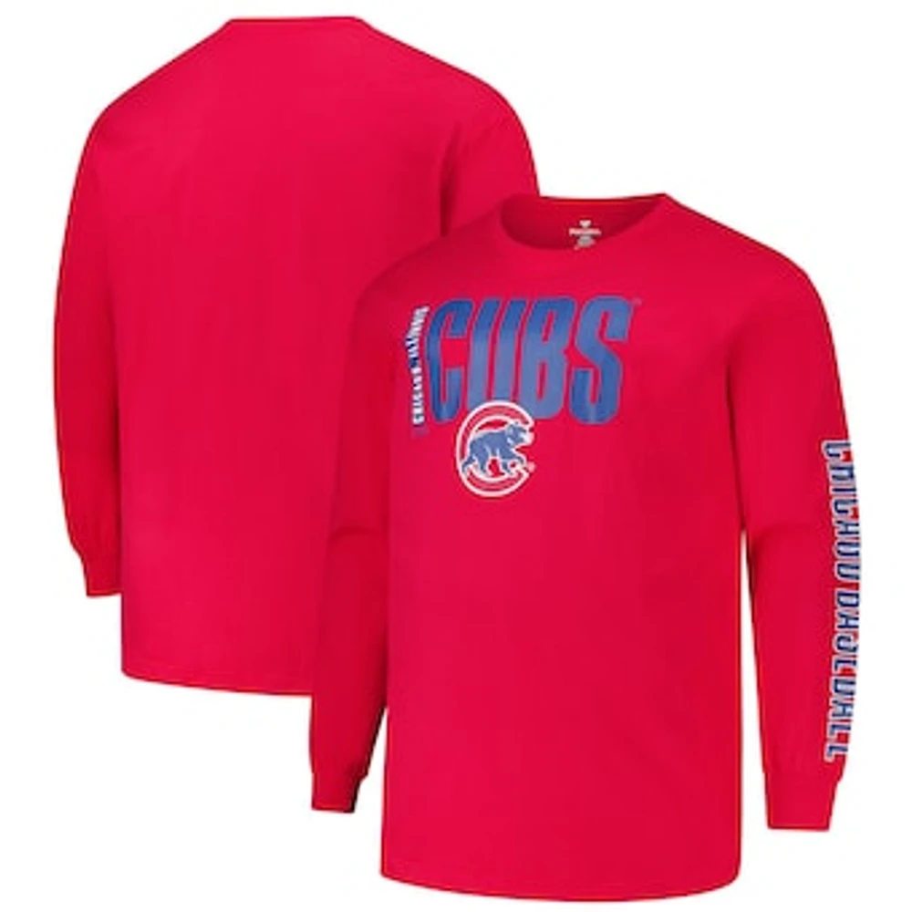 Men's Profile Red Chicago Cubs Big & Tall Two-Hit Graphic Long Sleeve T-Shirt