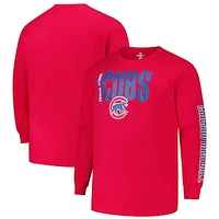 Men's Profile Red Chicago Cubs Big & Tall Two-Hit Graphic Long Sleeve T-Shirt