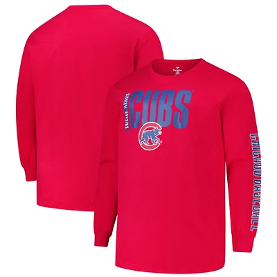 Men's Profile Red Chicago Cubs Big & Tall Two-Hit Graphic Long Sleeve T-Shirt