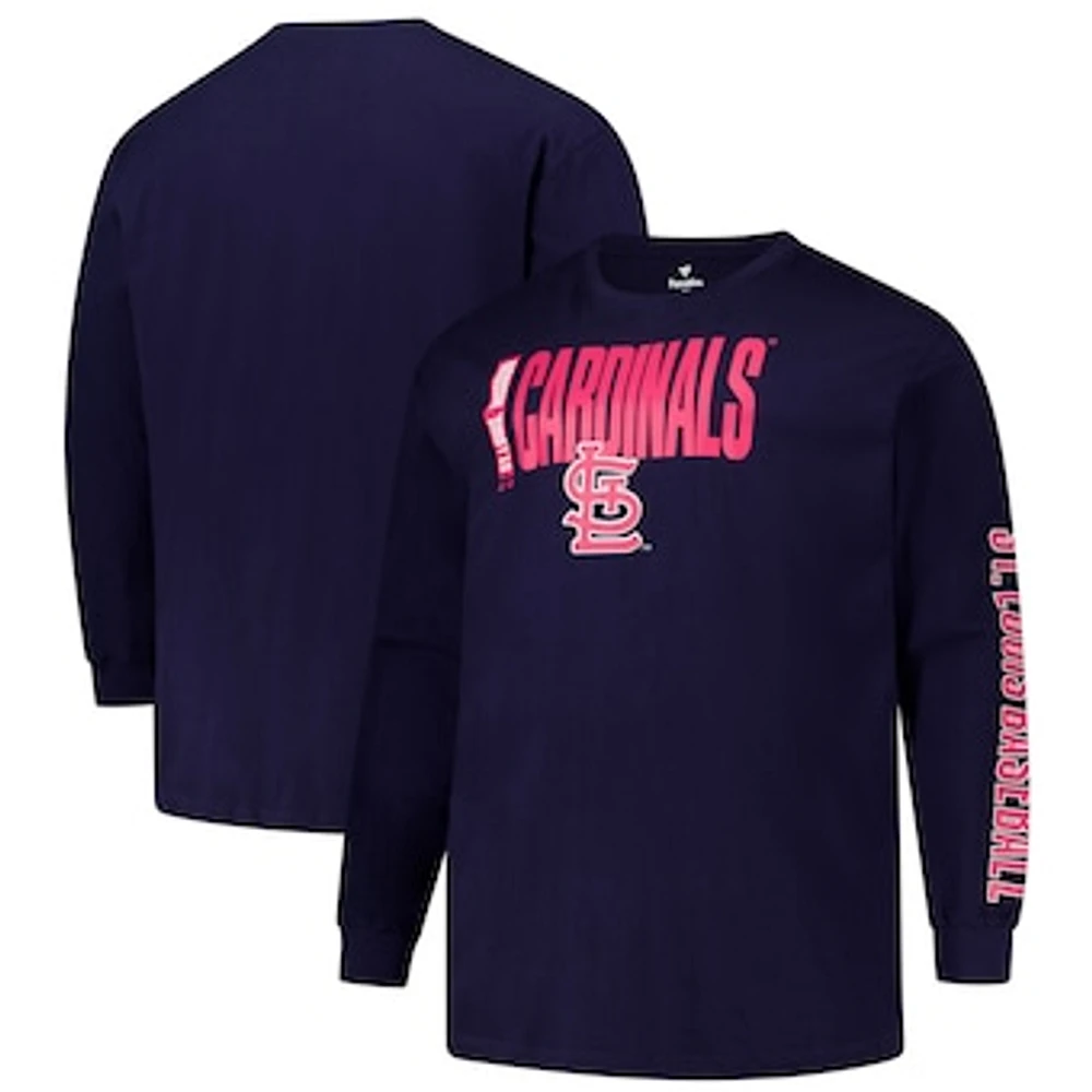 Men's Profile Navy St. Louis Cardinals Big & Tall Two-Hit Long Sleeve T-Shirt