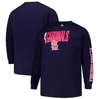 Men's Profile Navy St. Louis Cardinals Big & Tall Two-Hit Graphic Long Sleeve T-Shirt