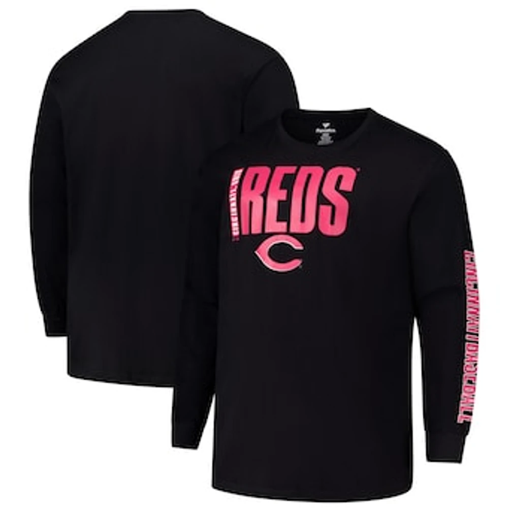 Men's Profile Black Cincinnati Reds Big & Tall Two-Hit Graphic Long Sleeve T-Shirt