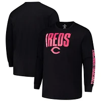 Men's Profile Black Cincinnati Reds Big & Tall Two-Hit Graphic Long Sleeve T-Shirt