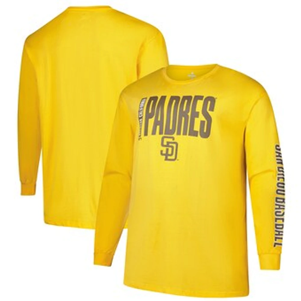 Men's Profile Gold San Diego Padres Big & Tall Two-Hit Graphic Long Sleeve T-Shirt