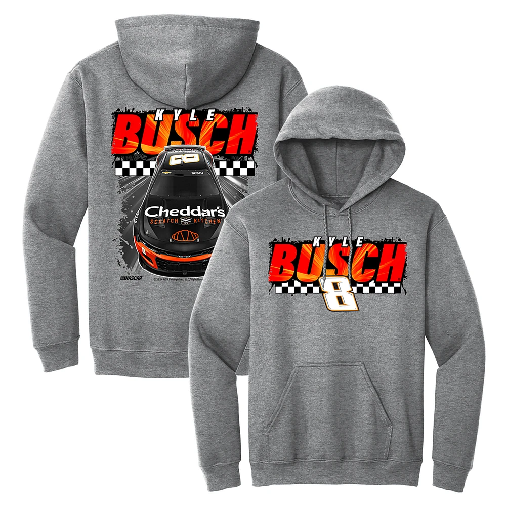 Men's Richard Childress Racing Team Collection Heather Charcoal Kyle Busch Cheddar's Car Pullover Hoodie
