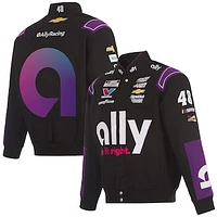 Men's JH Design  Black Alex Bowman ally Twill Driver Uniform Full-Snap Jacket