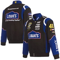 Men's JH Design  Black Jimmie Johnson Lowe's Twill Driver Uniform Full-Snap Jacket