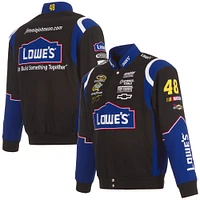 Men's JH Design  Black Jimmie Johnson Lowe's Twill Driver Uniform Full-Snap Jacket