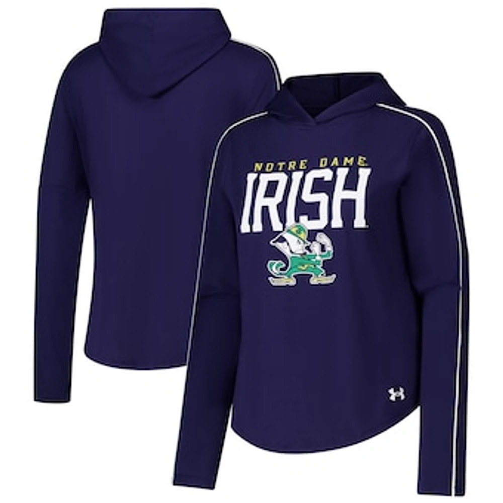 Women's Under Armour Navy Notre Dame Fighting Irish Gameday Knockout Long Sleeve Hooded T-Shirt