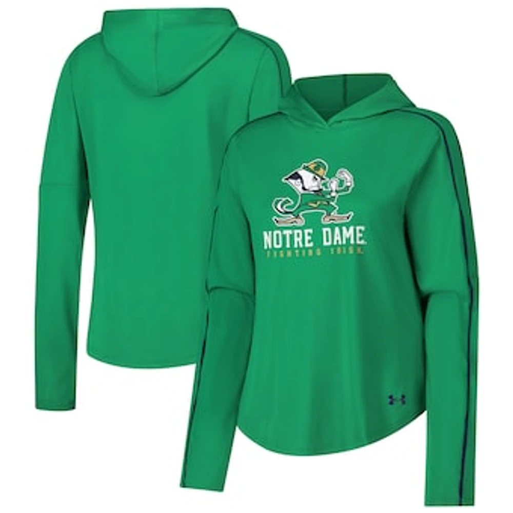 Women's Under Armour Green Notre Dame Fighting Irish Game Day Knockout Long Sleeve Hooded T-Shirt