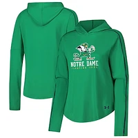 Women's Under Armour Green Notre Dame Fighting Irish Game Day Knockout Long Sleeve Hooded T-Shirt