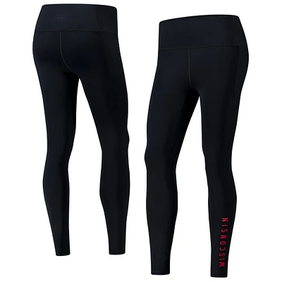 Women's Under Armour Black Wisconsin Badgers Meridian Luxe Performance Leggings