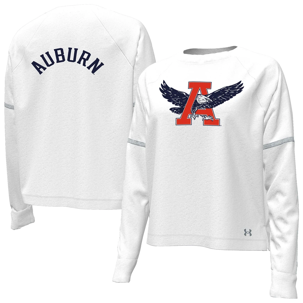 Women's Under Armour White Auburn Tigers Gameday Double Knit Pullover Sweatshirt