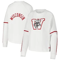 Women's Under Armour White Wisconsin Badgers Gameday Double Knit Pullover Sweatshirt