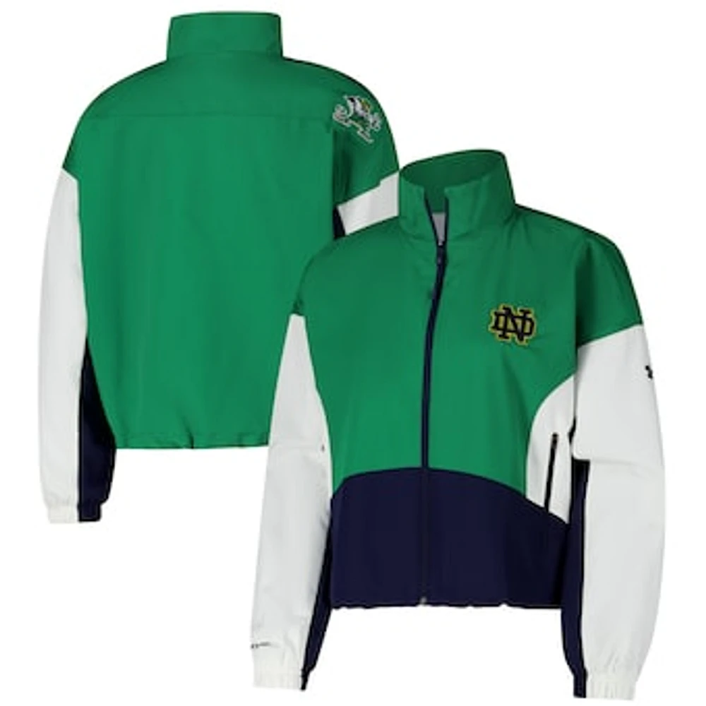 Women's Under Armour Green Notre Dame Fighting Irish Gameday Stretch Woven Full-Zip Jacket