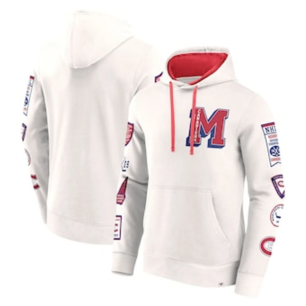 Men's Fanatics White Montreal Canadiens Letterman Fleece Pullover Hoodie