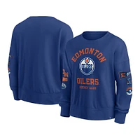 Women's Fanatics  Royal Edmonton Oilers Oversized Go Team Pullover Sweatshirt