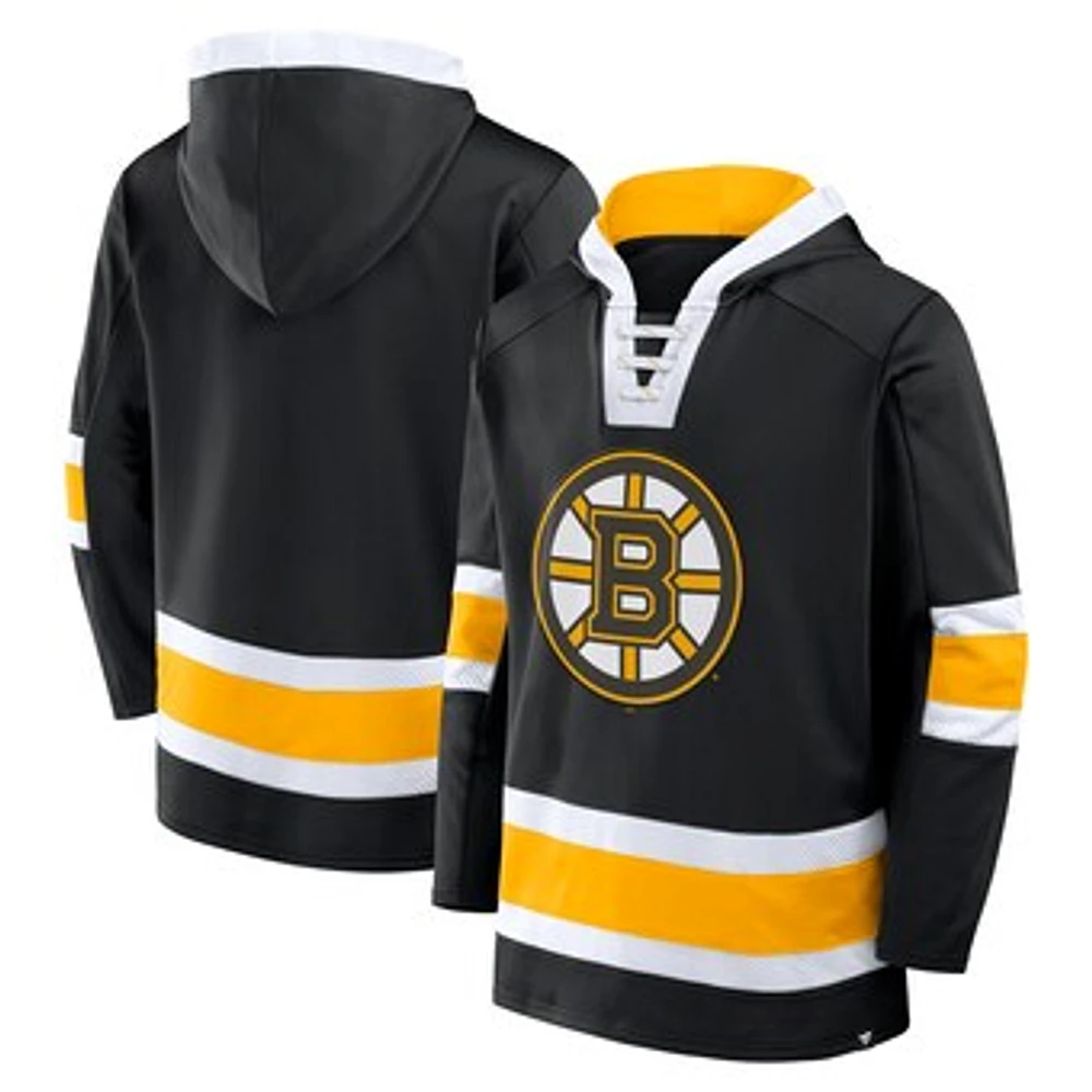 Men's Fanatics Black Boston Bruins Inside Line Fleece Pullover Hoodie